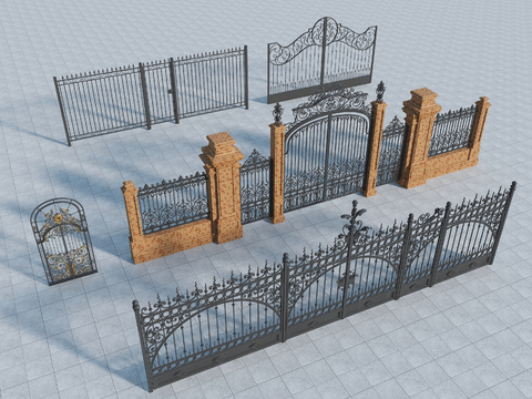 European style courtyard door fence iron gate