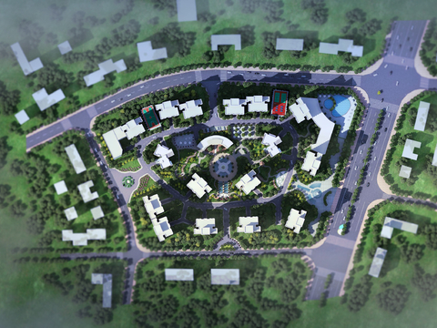 Bird's-eye view of modern residential quarters