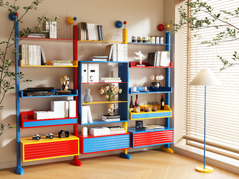 Memphis Style Bookshelf Storage Rack