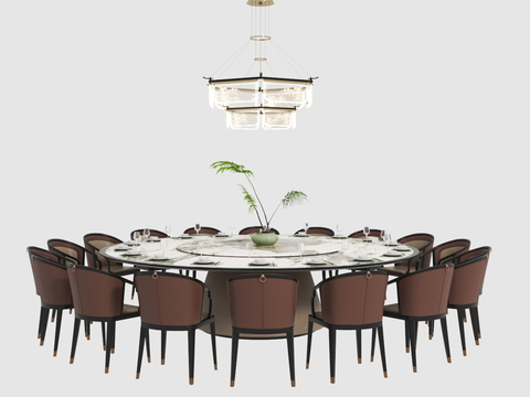 New Chinese Dining Table and Chair Large Round Dining Table