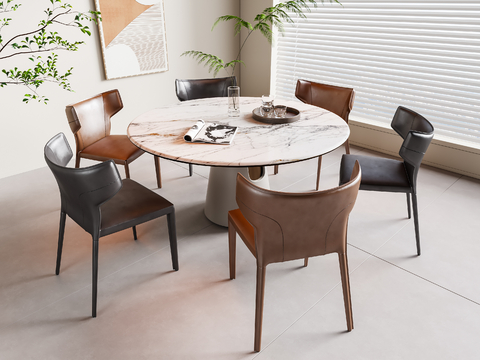 Modern round dining table and chair