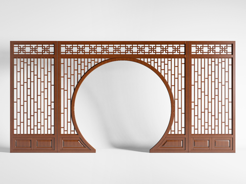 Neo-Chinese Style solid wood partition moon door