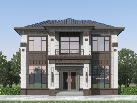 Chinese-style single-family villa Second-floor villa Appearance