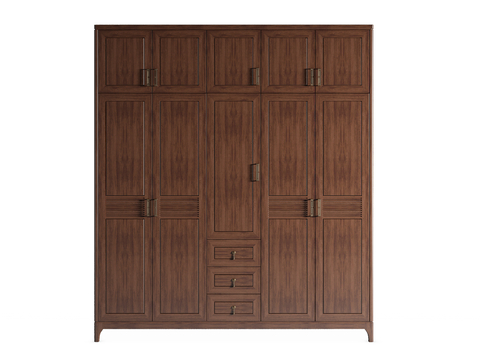 Neo-Chinese Style Solid Wood Wardrobe Wardrobe