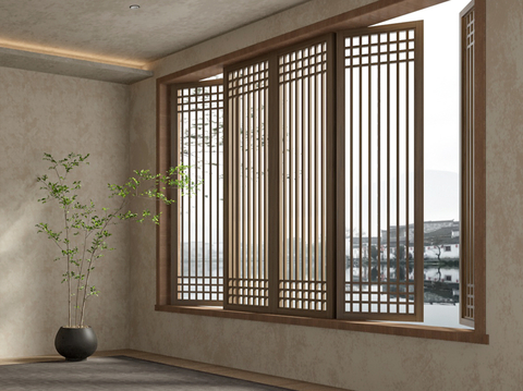 Neo-Chinese Style latticed window casement window