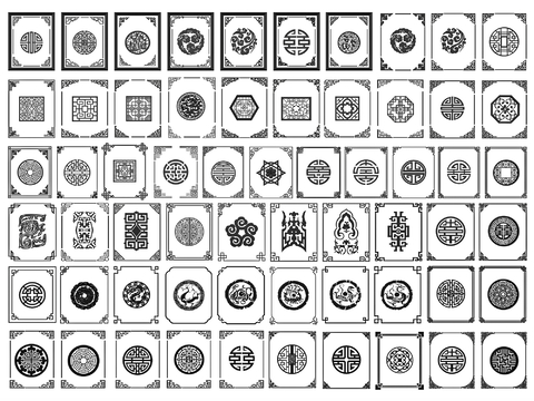 Chinese-style window hollowed-out flower window frame pattern