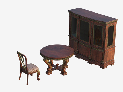 European Classical Dining Table and Chair Sideboard