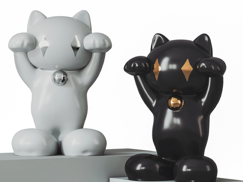 Star Luckily Cat Sculpture Cartoon Ornaments