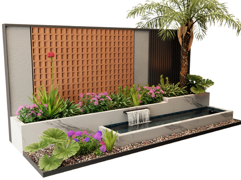 Modern courtyard waterscape wall