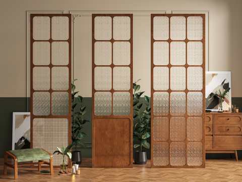 Mid-century Style partition begonia glass partition