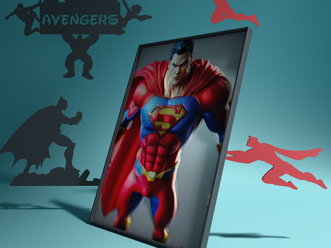 Marvel Wall Stickers Superman Painting Frame