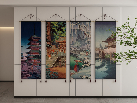 Japanese-style decorative painting scroll painting hanging painting