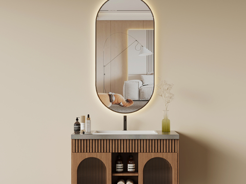 Middle Style Bathroom Cabinet Hanging Basin