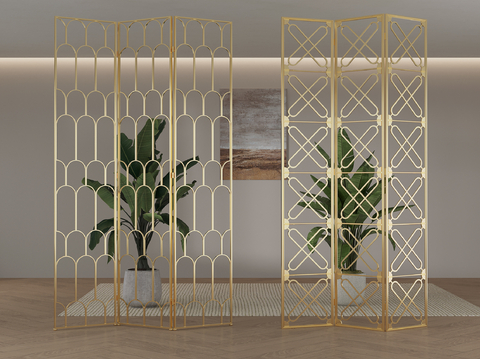 French Metal Screen Folding Screen