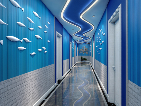 Ocean-themed aisle corridor