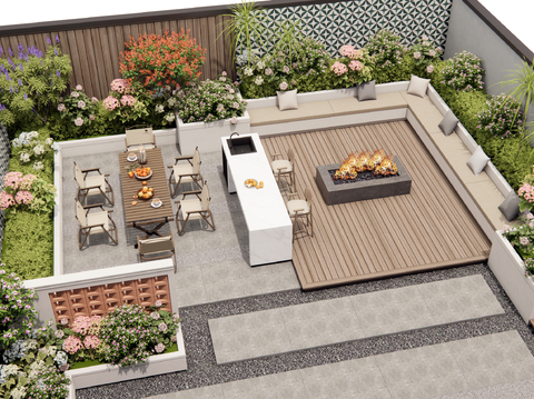 Roof Garden Modern Villa Courtyard Garden