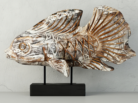 Fish Skeleton Fossil Sculpture Ornaments Fish Shape Sculpture Ornaments