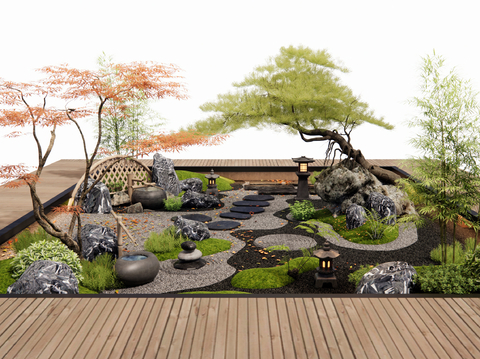 Japanese style Garden Landscape sketch Garden Landscape