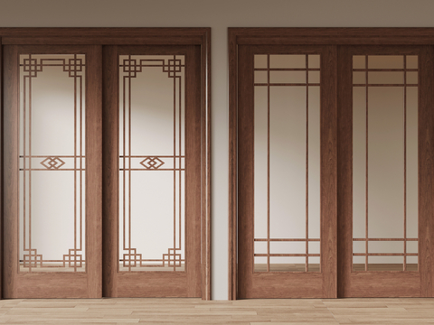 Neo-Chinese Style sliding door sliding door solid wood door