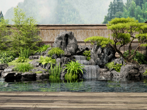 New Chinese-style rockery waterscape waterfall Garden Landscape