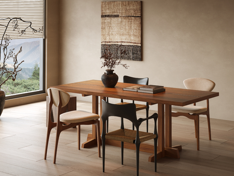 Middle style dining table and chair