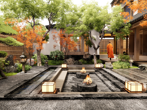 Japanese-style Garden Landscape rural courtyard home yard