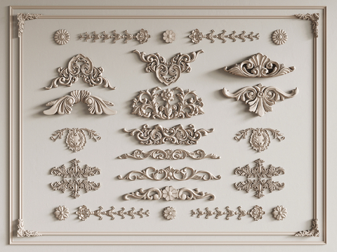 French plaster carved lines