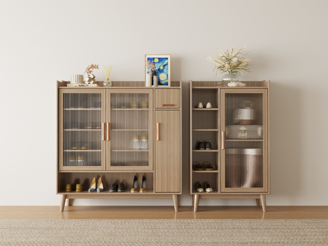 Nordic Entrance Shoe Cabinet Glass Shoe Cabinet