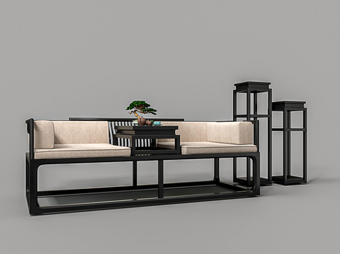 Chinese-style double sofa