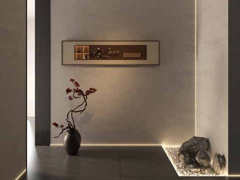 Neo-Chinese Style Hallway Entrance Wall