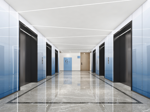 Modern elevator hall walkway