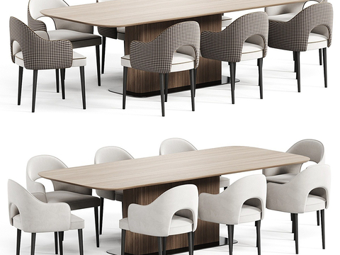 Modern long dining table and chair