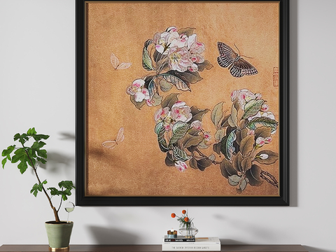 Middle Ancient Flower and Bird Painting Butterfly Painting Decorative Painting