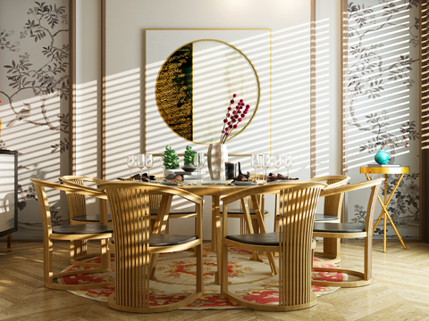 New Chinese Dining Table and Chair Round Dining Table