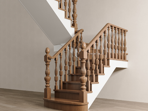 American Stairs Solid Wood Railing Stairs Corner Stairs