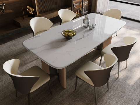 Modern marble dining table and chair