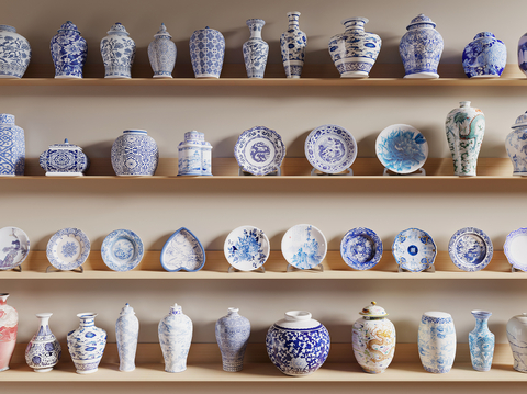 Modern Ceramics Blue and White Porcelain