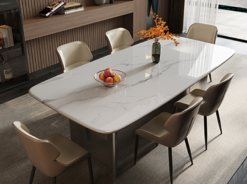 Modern Rock Board Dining Table and Chair