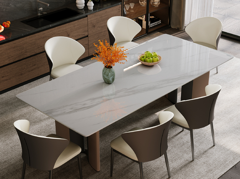 Modern Rock Board Dining Table and Chair