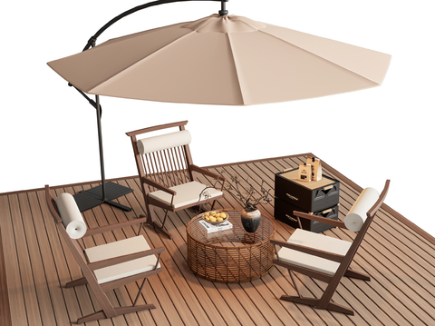 Quiet Outdoor Table and Chair Sunshade Lounge Chair