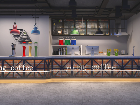 Industrial Wind Coffee Shop Front Desk