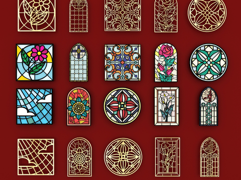 European-style Stretch Window Art Glass Doors and Windows Church Window