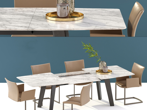 Modern long dining table and chair