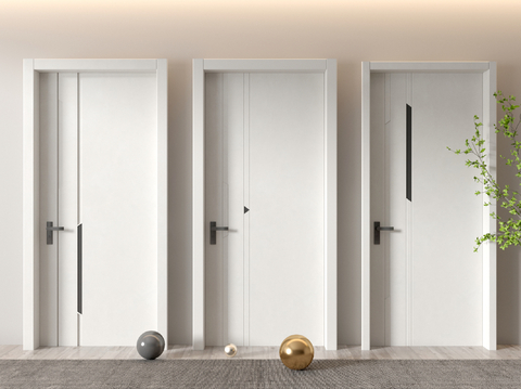 Modern white door solid wood door bedroom door swing door