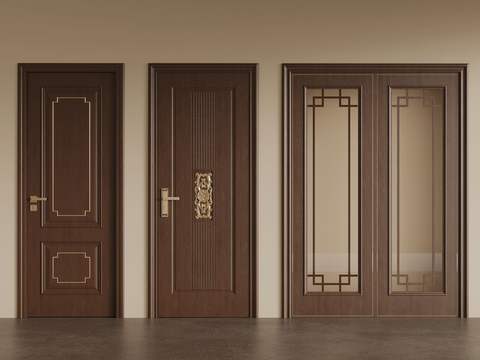 Neo-Chinese Style sliding door single door sliding door wooden door