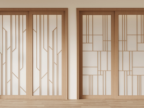 Japanese-style sliding door sliding door grille door