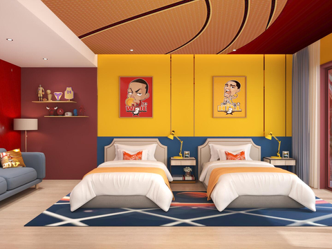 Modern Basketball Room Hotel Double Room