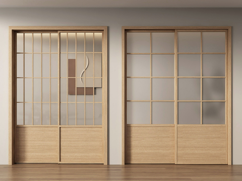 Japanese-style sliding door sliding door grille door