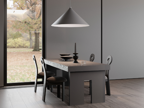 Modern long dining table and chair