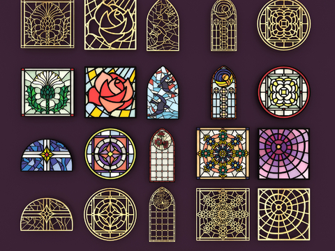 European-style Stretch Window Art Glass Doors and Windows Church Window